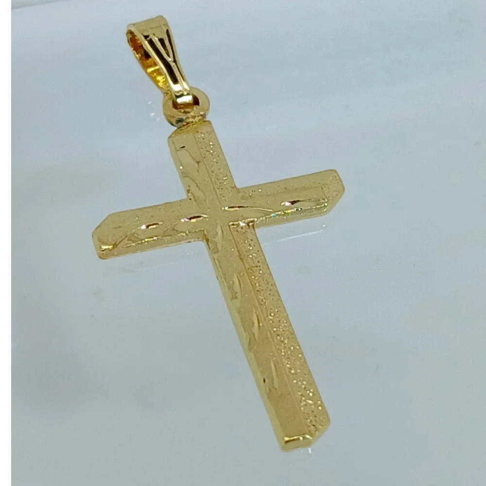 Karatbond Vintage Y2K Textured Cross Pendant Gold Made in USA NOS New